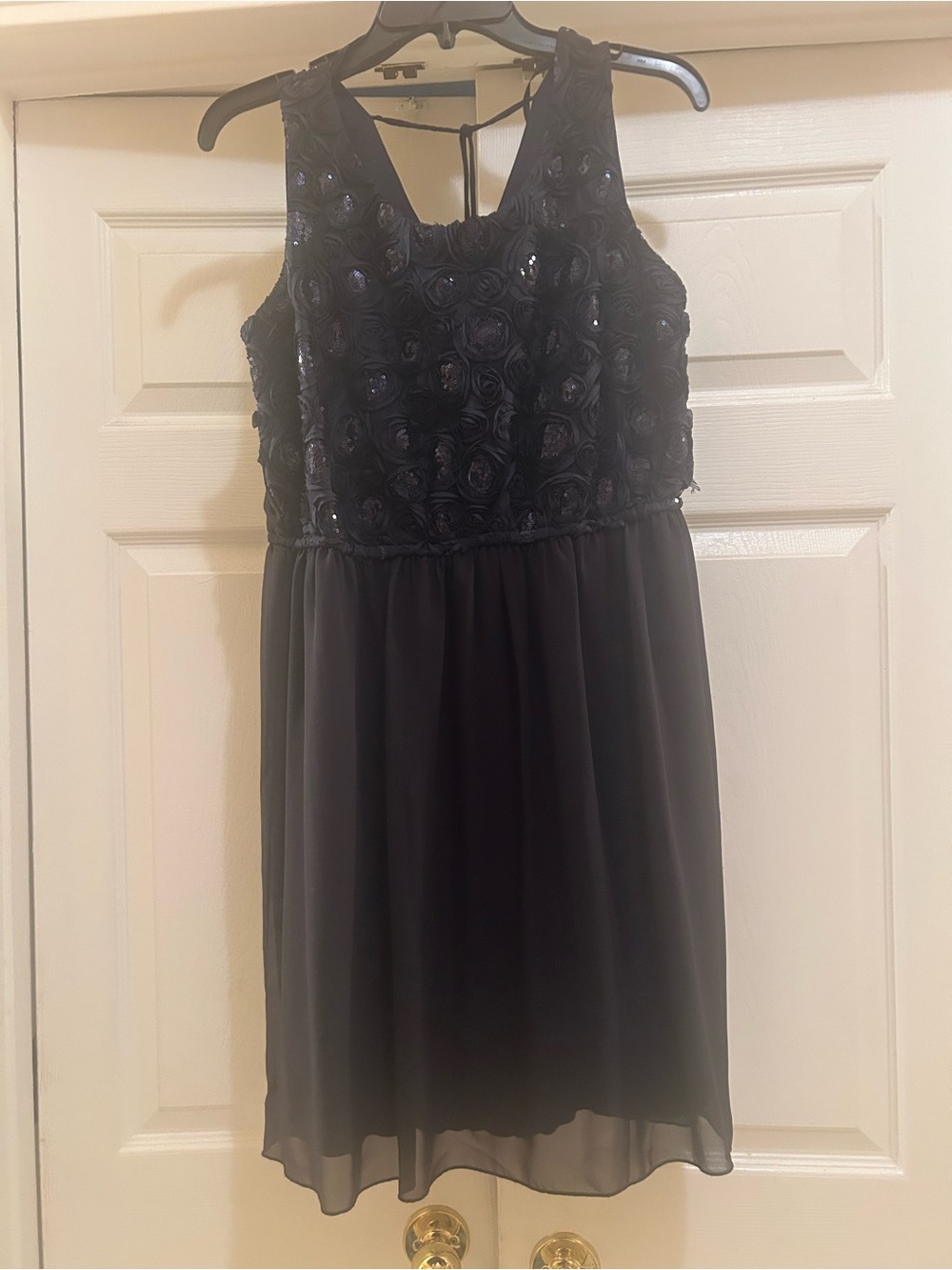Black Sleeveless Rosette Bodice Party Dress